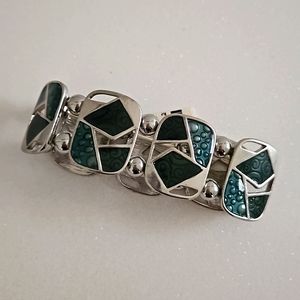 Green enamel and silver braclet